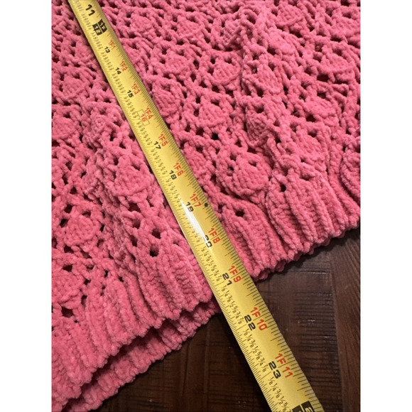 POL Sweater Women's Large 3/4 Wide Sleeves Cropped Oversized Boho Artsy Pink - Picture 11 of 12